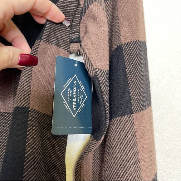 St. John’s Bay Plaid Walnut Brown Buffalo Shacket M - Picture 2 of 4